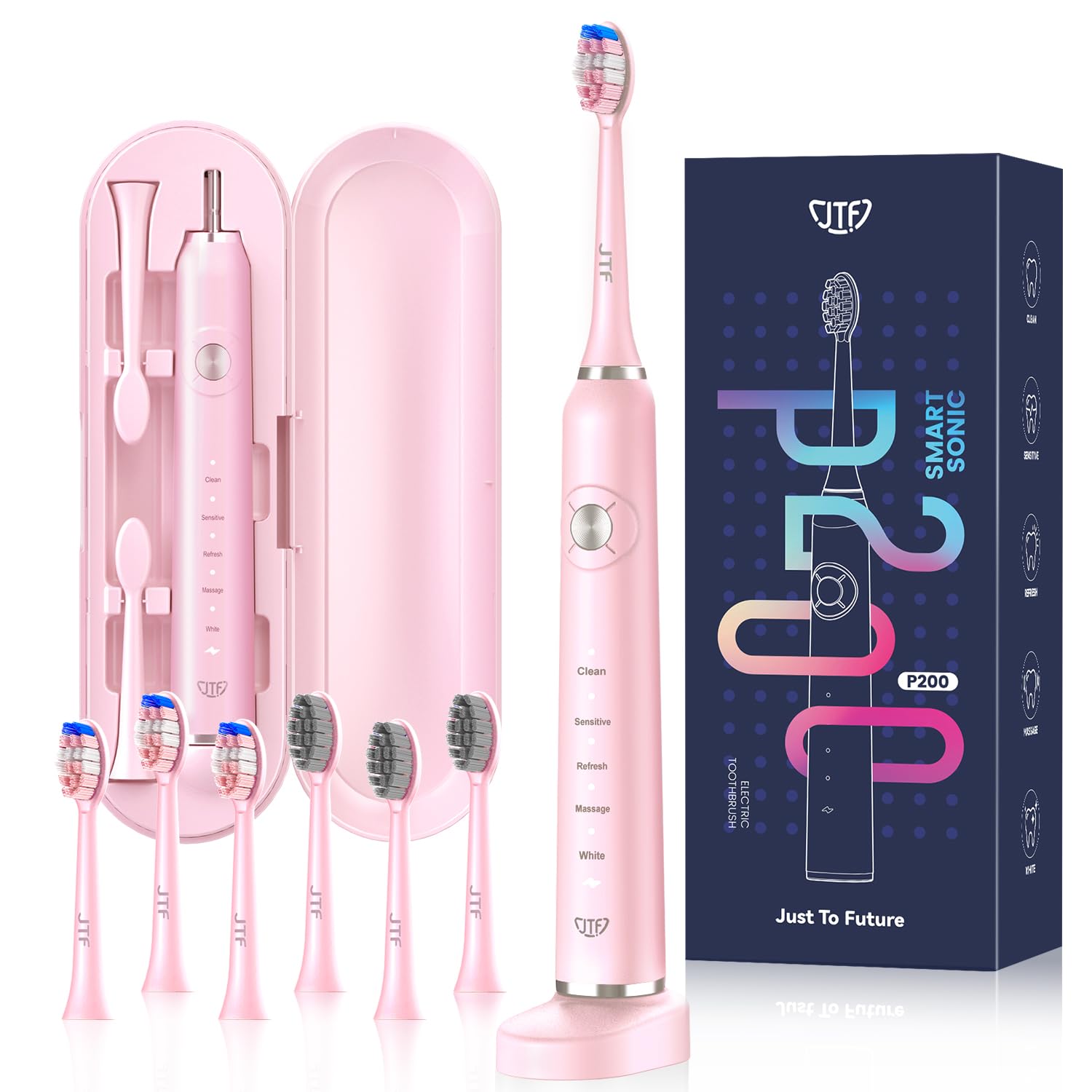 sonic brush アダルトサイズ　ピンク Amazon.com: JTF Sonic Electric Toothbrush for Adults: 5 Modes with